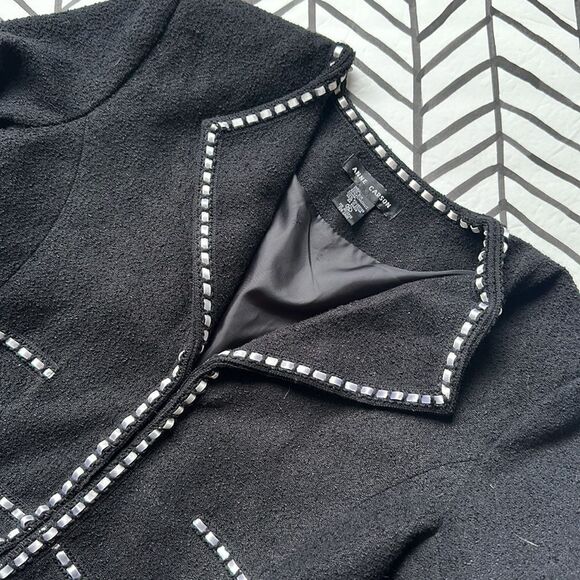 Anne Carson Size XL Cropped Blazer-Like Jacket with Stitch Detailing - Picture 1 of 4